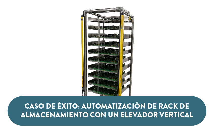 Caso de éxito: Automatización de rack de almacenamiento con un Elevador vertical para pallets.